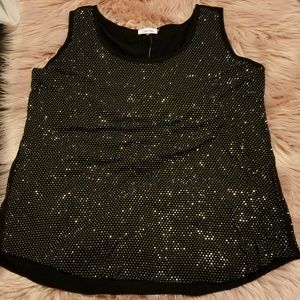 Black tank with gold metal dots